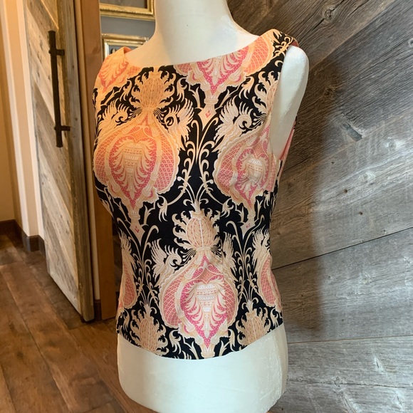 Trina Turk Sleeveless Top Damask Tank - Picture 2 of 13